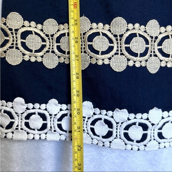 Lilly Pulitzer Augusta Shift Dress Sz 0 Applique Anchors Nautical Navy Gold EUC - Picture 12 of 15